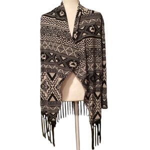 R Rouge Southwestern Fringed Cardigan